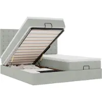 vidaXL Ottoman bed met matrassen en LED's 180x200cm fluweel lichtgrijs