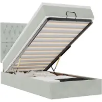 vidaXL Ottoman bed met matrassen 100x200cm fluweel lichtgrijs