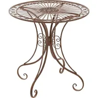 Hobby Hall Hari ronde tuintafel - rond - bijzettafeltje - Bistrotafel - met sierlijke decoraties - in Art Nouveau stijl - Metaal - antiek bruin