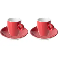 Maastricht porselein - Espresso kop en schotel - 2 stuks - 6,5 cl - Rood - Porselein - Koffiekopjes