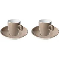 Maastricht porselein - Espresso kop en schotel - 2 stuks - 6,5 cl - Bruin - Porselein - Koffiekopjes