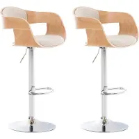 CLP Kingston Set van 2 barkrukken - Met rugleuning - Armleuning - Voetsteun - Stof - natura/creme