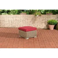 CLP Polyrattan hocker Bilbao / Madeira natura robijnrood