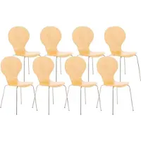 CLP Diego Set van 8 stapelstoelen Hout/natura