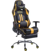 CLP Racing bureaustoel Limit V2, kunstleer, met voetsteun, zwart/geel