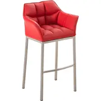 CLP barkruk Damaso, bekleed met kunstleer, met een metalen vierpotig onderstel, belastbaar tot 240 kg | Kleur: rood, frame: roestvrij staal
