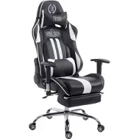 CLP Racing bureaustoel Limit V2, kunstleer, met voetsteun, zwart/wit