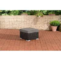 CLP Polyrattan hocker Bilbao / Madeira zwart ijzerachtig grijs