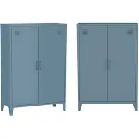 Sweeek - Set van 2 industriële metalen kasten 2 vakken 2 deuren 75cm - soho
