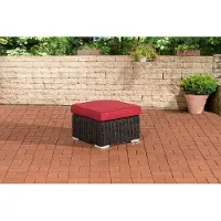CLP Polyrattan hocker Bilbao / Madeira zwart robijnrood