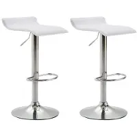 CLP Set van 2 barkrukken, model Dyn V2, bekleed met kunstleer, in hoogte verstelbaar en draaibaar | Kleur: wit, frame: chroom