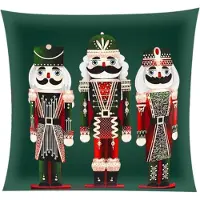 Ruhhy Kerstkussenhoes 45x45 cm - Luxe Pluche met Notenkraker Design, Duurzaam en Zacht