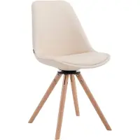 CLP bezoekersstoel Calais, ronddraaibaar, met ronde houten poten, crème kleurig frame, natuurlijke kleur