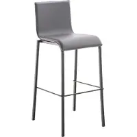 CLP barkruk Avola, lederlook, plat model, breedte 78 cm, metalen frame, zwart | Kleur: grijs
