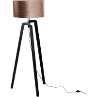 QAZQA Vloerlamp zwart met velours kap krokodil 50cm - Puros