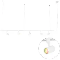 QAZQA Smart hang railsysteem wit met 5 spots 1-fase incl. Wifi GU10 - Iconic Jeana