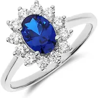Lucardi Dames Zilveren ring met blauwe zirkonia - Ring - 925 Zilver - Zilverkleurig - 19.50 / 62 mm