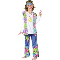 Vegaoo Flower Power kostuum voor meisjes - Kinderkostuums - 152/158