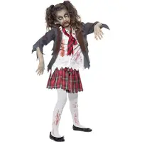 Vegaoo Schoolmeisje zombie Halloween kostuum voor kinderen - Kinderkostuums - 122/134