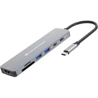 Conceptronic DONN28G 7-1 Dock USB-C naar HDMI/USB-C/2xUSB-A, grijs, 25 cm