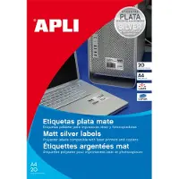 APLI etiketten ft 210 x 297 mm (b x h), 20 stuks, 1 per blad, zilver