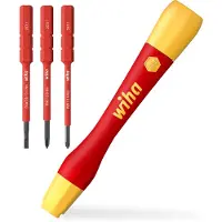 Wiha PicoFinish slimVario - Handhalter mit Bitset Schroevendraaierset VDE 4-delig Plat, Kruiskop Phillips, Pozidriv