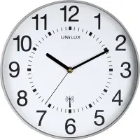 Unilux radiogestuurde kunststof wandklok zwart met witte wijzerplaat (Ø 30 cm)