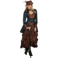 Coppens Steampunk Blue - 100% Polyester - Carnavalskleding dames grote maten | Maat 48 |