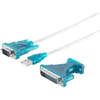 S-Impuls USB-A (m) naar 9-pins SUB-D / 25-pins SUB-D (m) seriële RS232 adapter - 1,5 meter