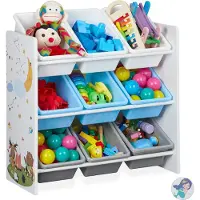 Relaxdays kinderkast - 9 bakken - kampvuur - MDF - kunststof - 67 x 65 x 31,5 cm - speelgoedkast