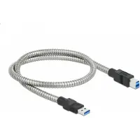 DeLOCK Kabel, USB 3.2 Gen 1, Type-A mannelijk naar Type-B mannelijk, met metalen omhulsel, 0,5 m, 0,5 m, USB A, USB B, USB 3.2 Gen 1 (3.1 Gen 1), 5 Gbit/s, Zilver