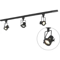 QAZQA Modern railsysteem met 3 spots zwart 1-fase - Iconic Suplux