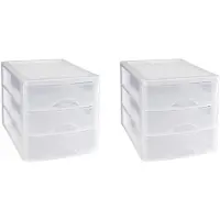 PlasticForte Ladeblok - 3x stuks - 3 lades - wit - L35,5 x B27 x H26 cm - bureau organizer