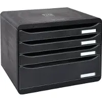 Exacompta Ladebox BIG-BOX PLUS HORIZON QUER, A4+, 4 halfopen laden met uittrekstop, verzonken greep & etikethouder, etiketten, Blue Angel, zwart