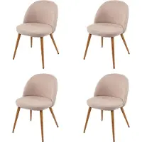 MCW Set van 4 eetkamerstoelen -D53, keukenstoel, retro jaren 50 design, stof/textiel ~ beige