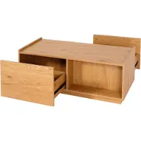 Mendler Salontafel -J78, woonkamertafel bijzettafel sofatafel, lade, MDF 110x50x40cm ~ eiken look