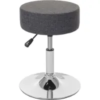 MCW Kruk -C22, kruk make-up kruk, in hoogte verstelbaar Ø 35cm ~ textiel, grijs