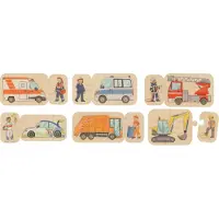 Goki Puzzel - Voertuigen - 24 Stukjes - 6 Modellen - Hout - 2 Jaar
