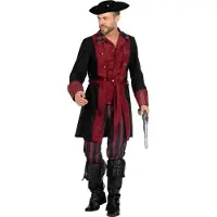 Coppens Piraat outfit heer burgundy/zwart - Polyester - Halloween kostuums | Maat Xxl