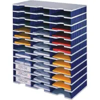 Styro sorteerstation styrodoc Standaard SET, C4, 12 etages/3 rijen/36 vakken, grijs/blauw