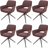 MCW Set van 6 eetkamerstoelen -N74, keukenstoel, draaibaar met automatische terugvering, stof bouclé (540g/m²) Oeko-Tex ~ lichtbruin