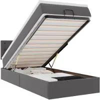 vidaXL Ottomaanse bed met matras 90x190cm kunstleer grijs