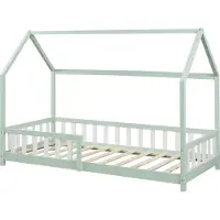 En.casa Kinderbed Hesel huisbed met uitvalbeveiliging 90x200 cm mint []