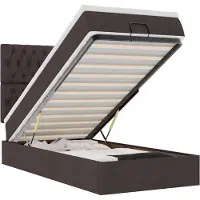 vidaXL Ottoman bed met matras en LED's 80x200cm stof donkerbruin