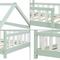 En.casa Kinderbed Hesel huisbed met matras en uitvalbeveiliging 90x200 cm mint [] [neu.haus]