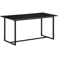 Wohnling Eettafel 200x90x76 cm, keukentafel, zwart, met marmerlook, moderne eettafel, grote eetkamer, rechthoekige tafel, eettafel met metalen poten
