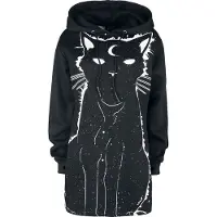 Heartless Trui met capuchon - Moon Kitty Hood - S tot XXL - voor Vrouwen - zwart-wit - Maat XL