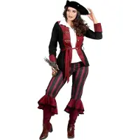 Coppens Piraat outfit dame burgundy - Polyester - Halloween kostuums | Maat 42