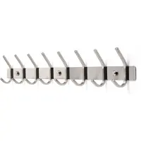 TOJ 16 Haaks Wandkapstok – 62cm - Muur / Wand Kapstok - Hangende Design Muurkapstok - Handdoekrek - RVS - Zilver