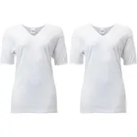 Lunatex - 2 dames thermo T-shirts - korte mouw - wit - maat S